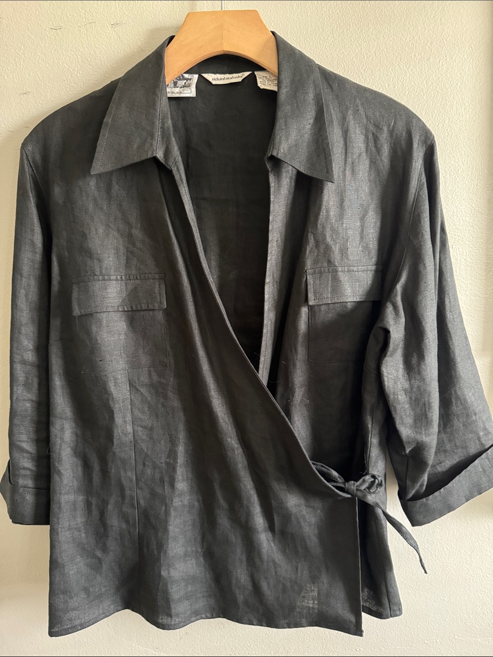 Richard Malcolm Irish linen wrap shirt size Large